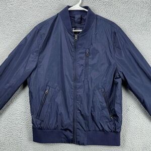 Cremieux Bomber Jacket Adult Medium Blue Full Zip Pocket Coat Long‎ Sleeve Mens